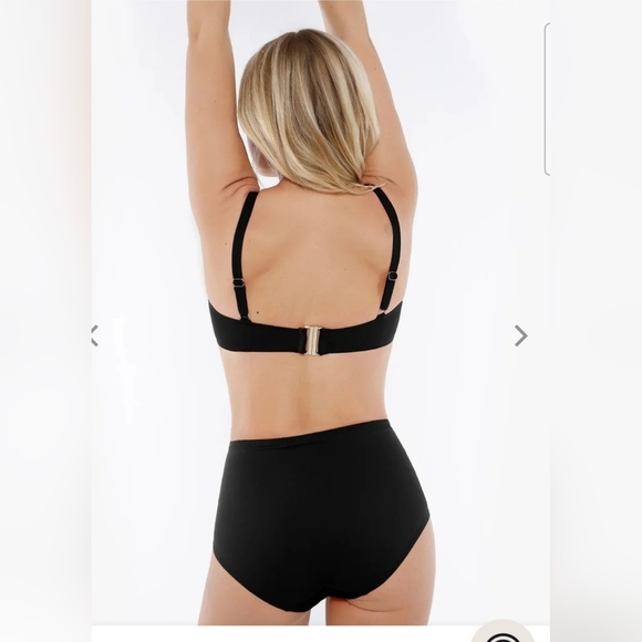 Popilush Women's Black 2-Piece Ruched Shapewear Tummy Control Swimsuit Set  L - Picture 3 of 12